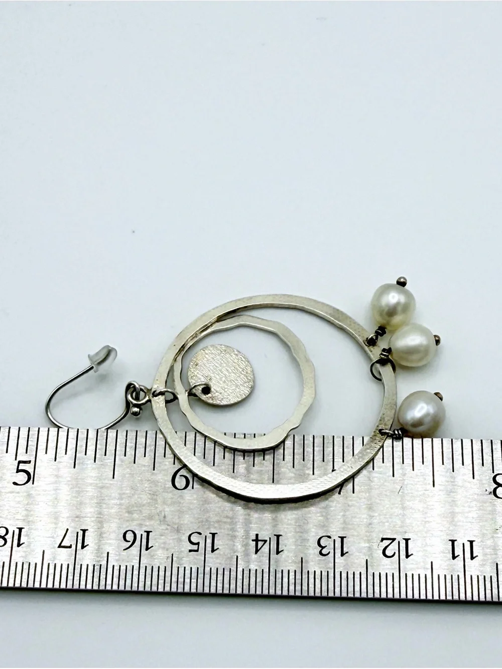 Silpada Rare HTF Sterling PEARLS OF WISDOM Wire Drop Multi-Hoop Earrings wPearls - Picture 9 of 12
